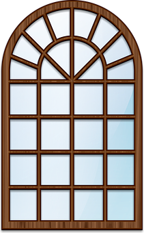 Arched Wooden Window Design PNG with transparent background