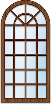 Arched Wooden Window Design PNG with transparent background