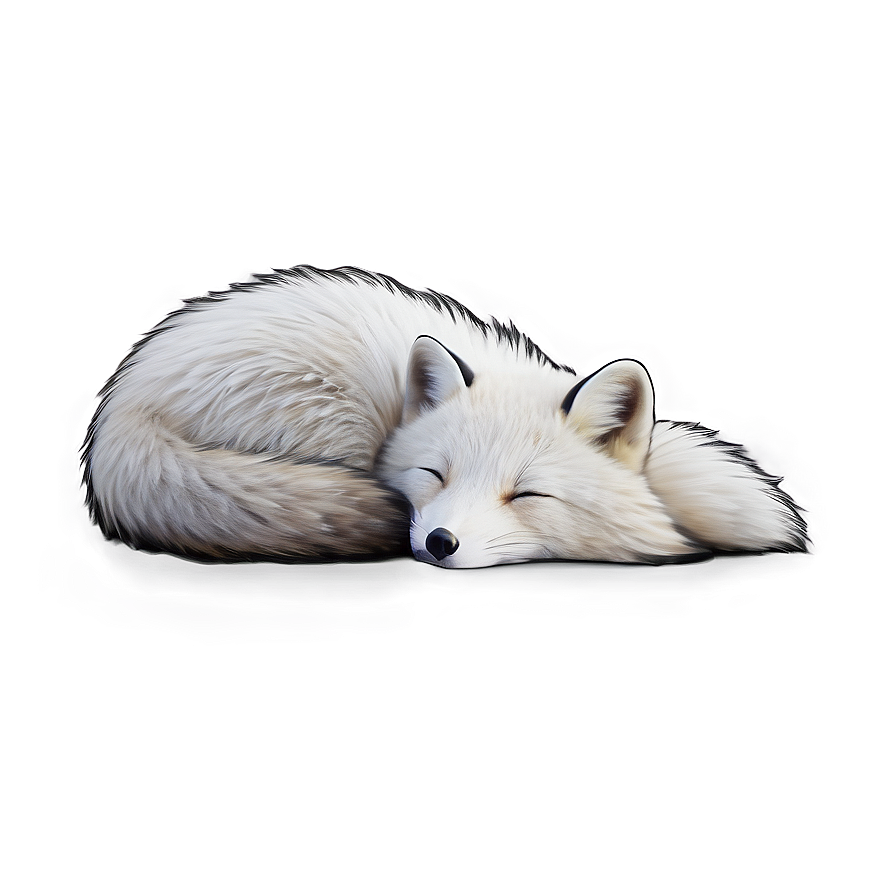 Arctic Fox Curled Up Sleep PNG 90 PNG with transparent background
