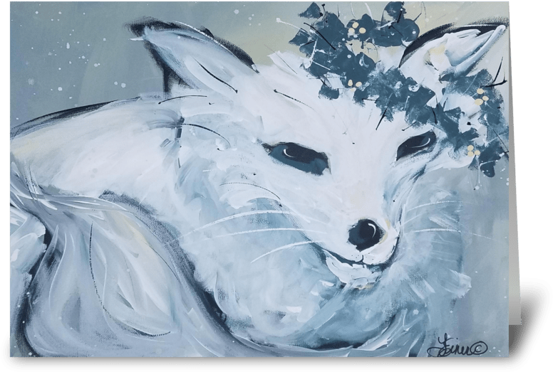 White Fox Greeting Card - Arctic Fox, HD Png Download PNG with transparent background