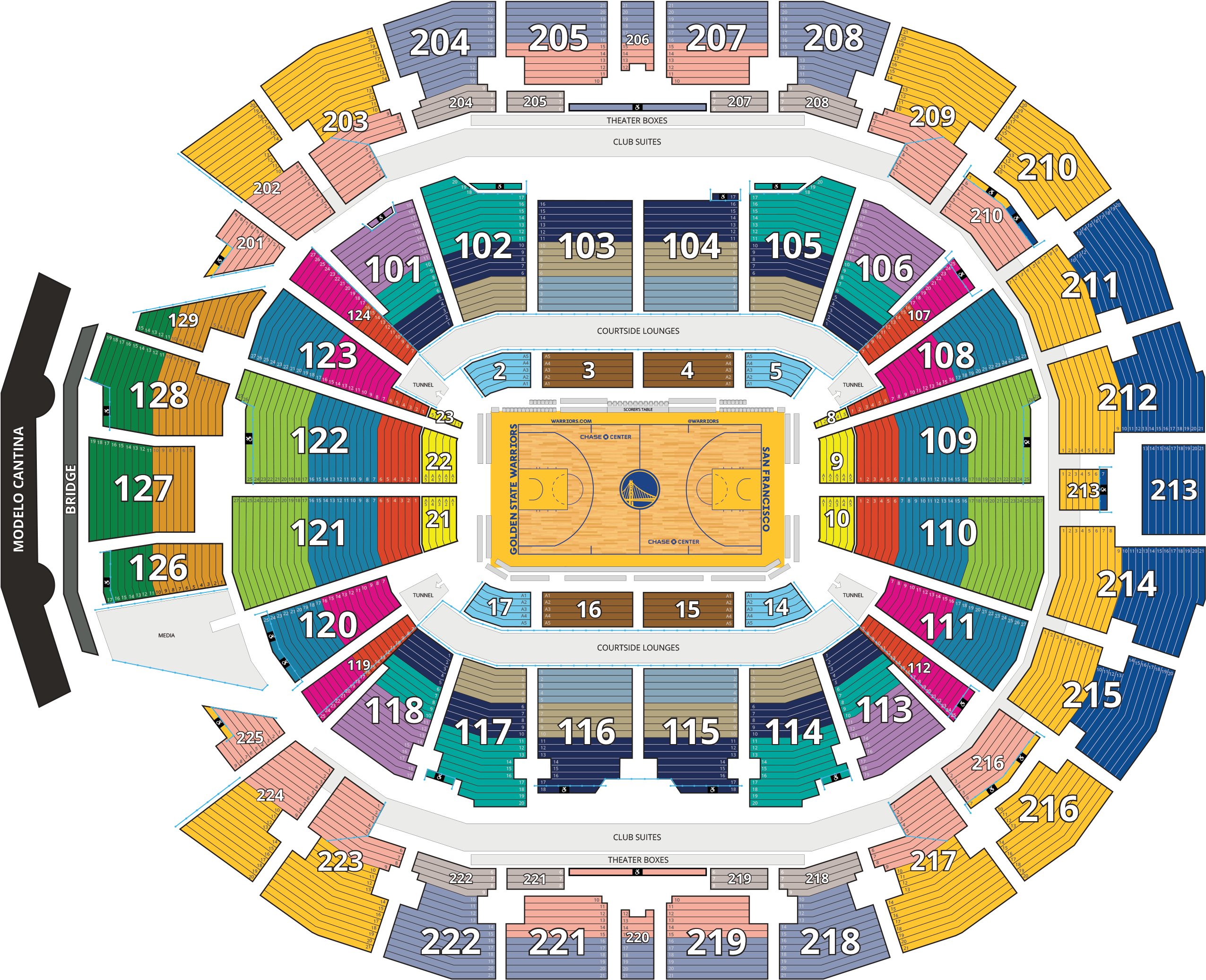 Chase Center Seating Map - Seating Golden State Warriors Chase Center Seating, HD Png Download PNG with transparent background