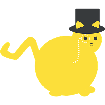 Aristocratic Yellow Cat Cartoon PNG with transparent background