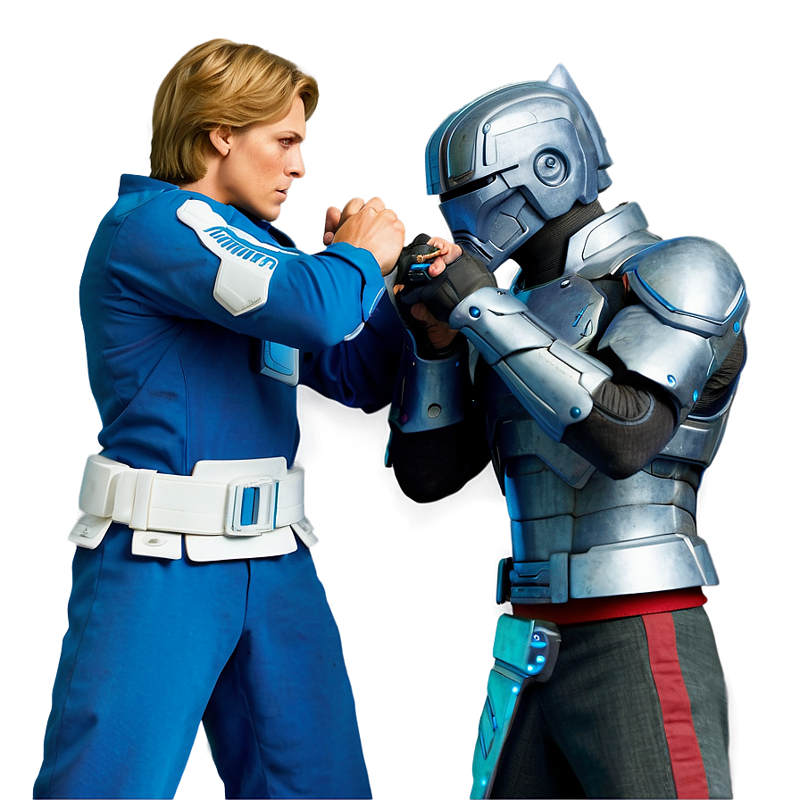 Arm Wrestling Showdown Futuristic Soldiers PNG image with a transparent background, free high-resolution download