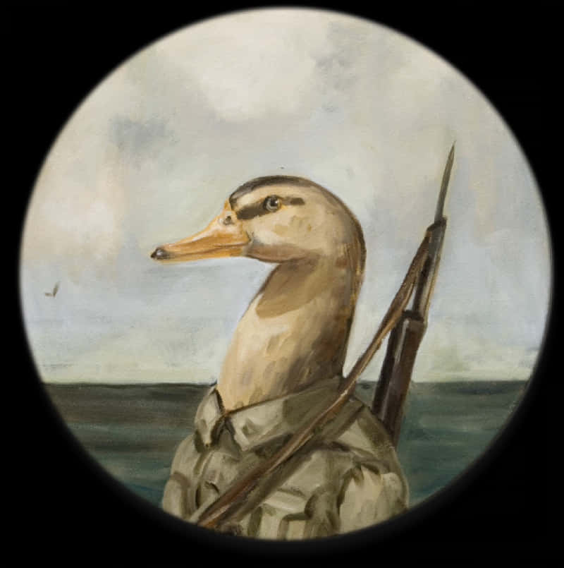 Armed Duck Painting PNG with transparent background