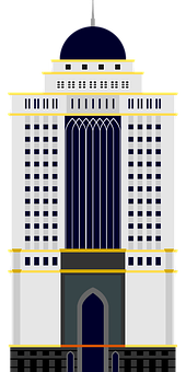 Art Deco Skyscraper Illustration PNG with transparent background