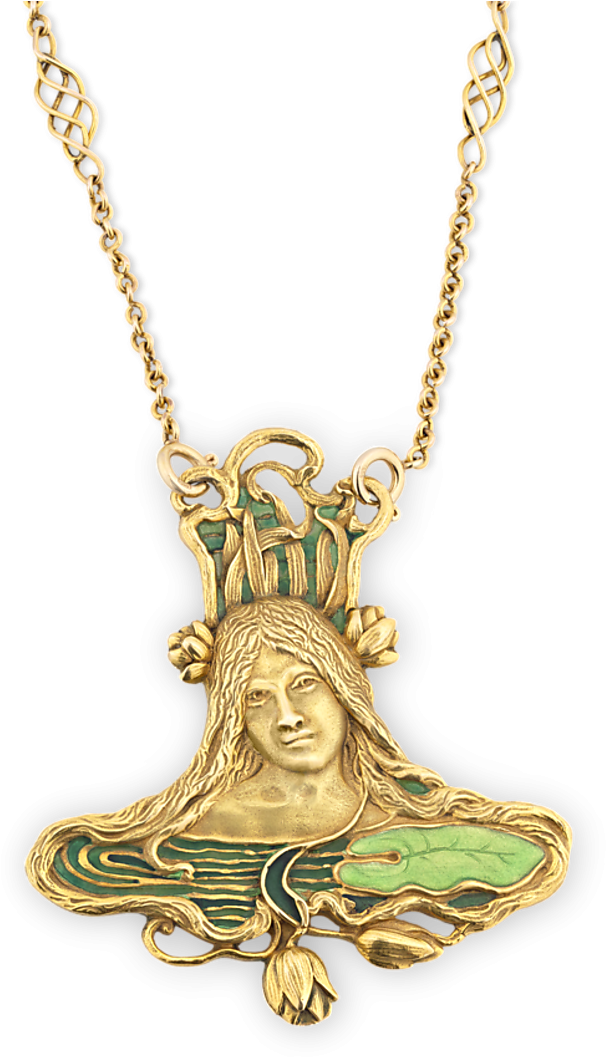 Art Nouveau Style Gold Pendant Necklace