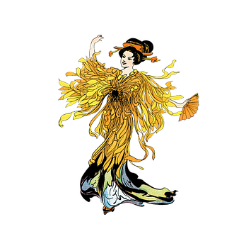 Art Nouveau Style Womanwith Sunflowers