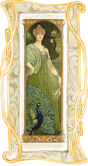 Art Nouveau Womanand Peacock