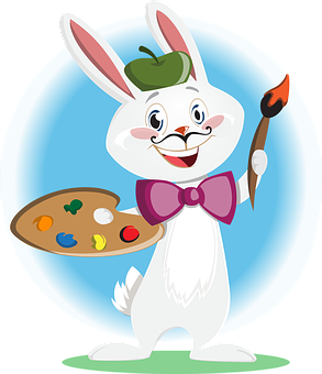 Artist Bunny Cartoon PNG with transparent background