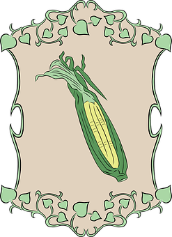 Artistic Corn Ear Frame Illustration PNG with transparent background