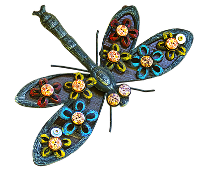 Artistic Dragonfly Sculpture PNG with transparent background