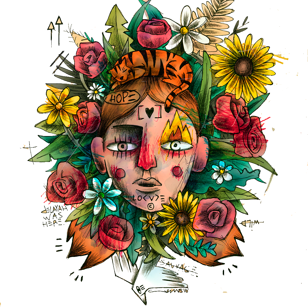 Artistic_ Floral_ Face_ Illustration