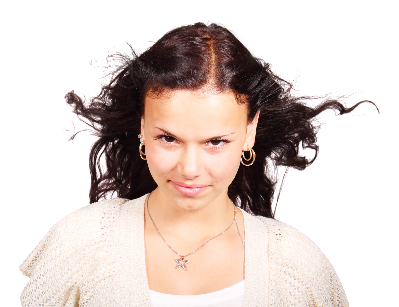 Artistic Portraitof Womanwith Flowing Hair PNG with transparent background