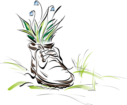 Artistic Shoe With Plant Growth PNG with transparent background