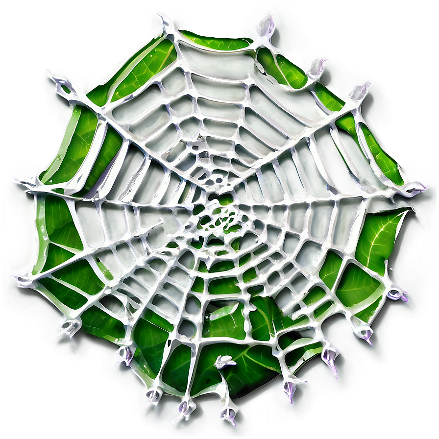 Artistic Spider Web Green Leaves Background