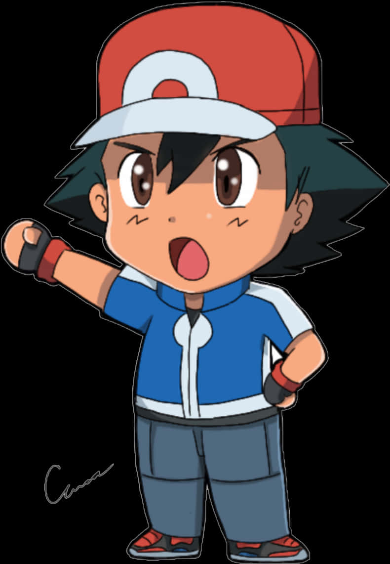 Ash Ketchum Pokemon Trainer Illustration