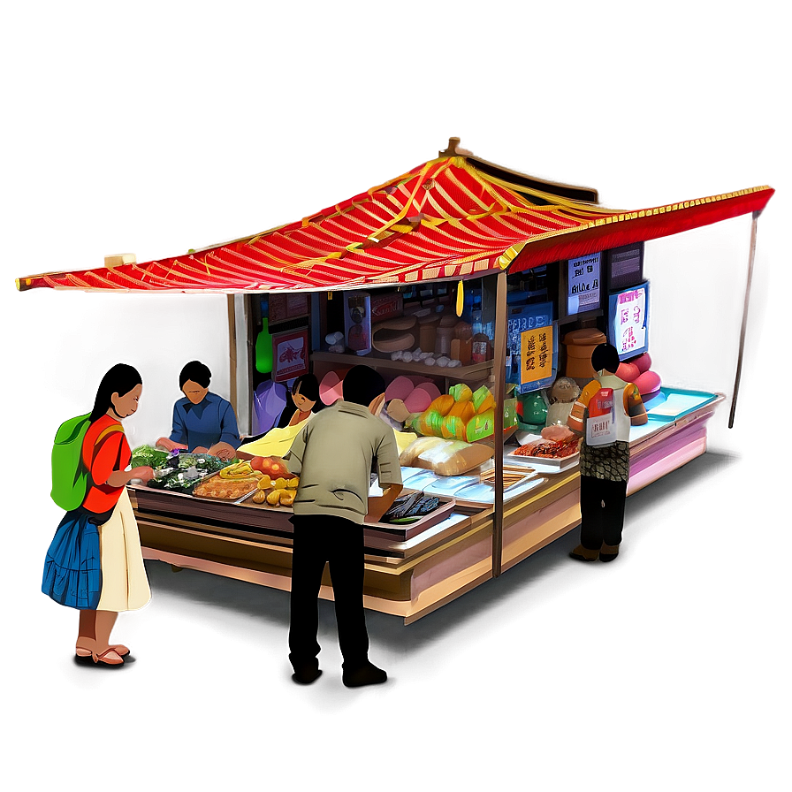 Asia Night Market Scene PNG nqn45 PNG with transparent background