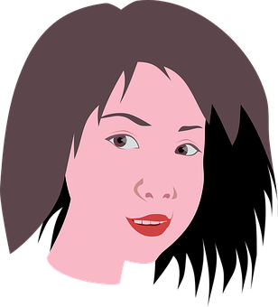 Asian Woman Vector Portrait PNG with transparent background