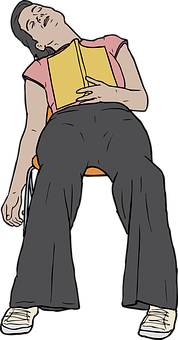Asleepwith Bookin Chair PNG with transparent background