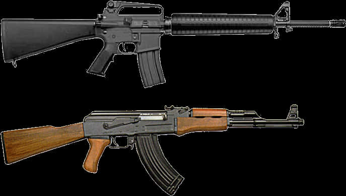Assault Rifles Comparison A K47 M16 PNG image with a transparent background, free high-resolution download
