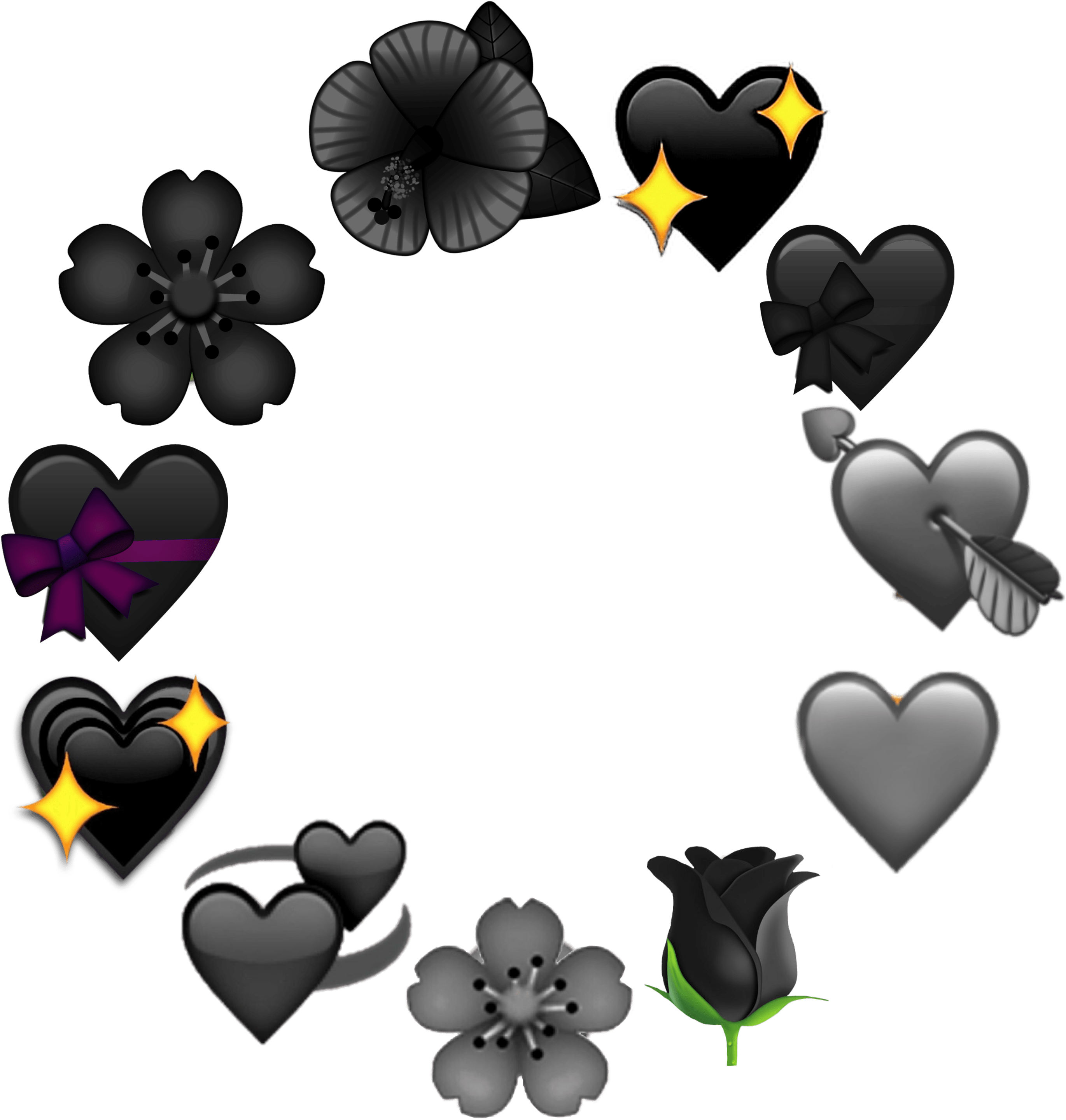 Assorted_ Black_ Heart_and_ Flower_ Emojis