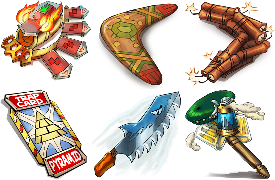 Assorted Boomerangsand Adventure Items