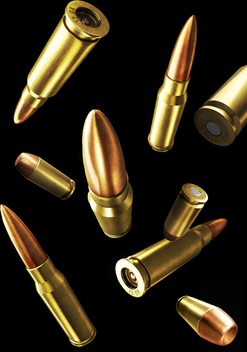 Assorted Bullets Black Background