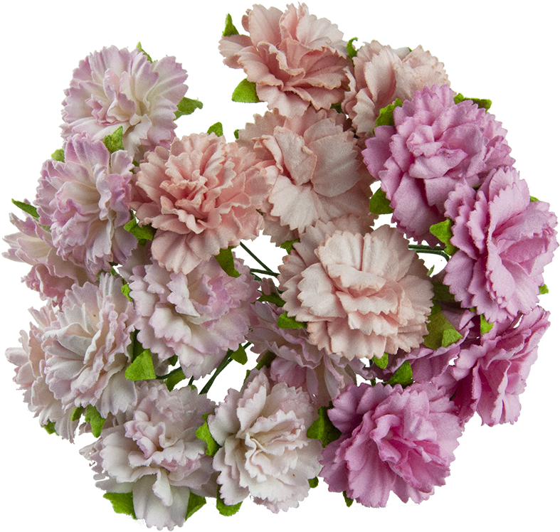 20 Mixed Pink Mulberry Paper Carnation Flowers - Bouquet, HD Png Download PNG with transparent background