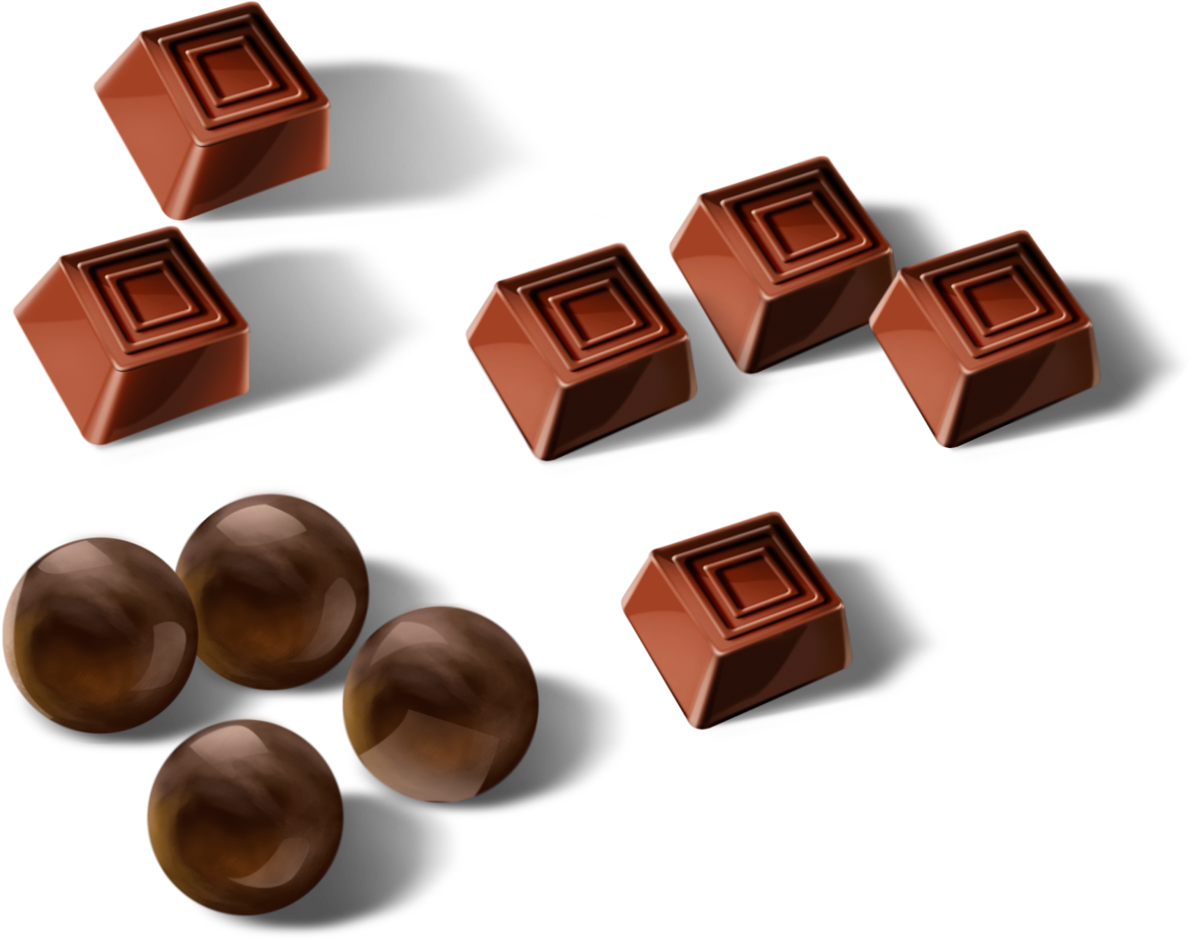 Assorted Chocolate Pieces PNG with transparent background