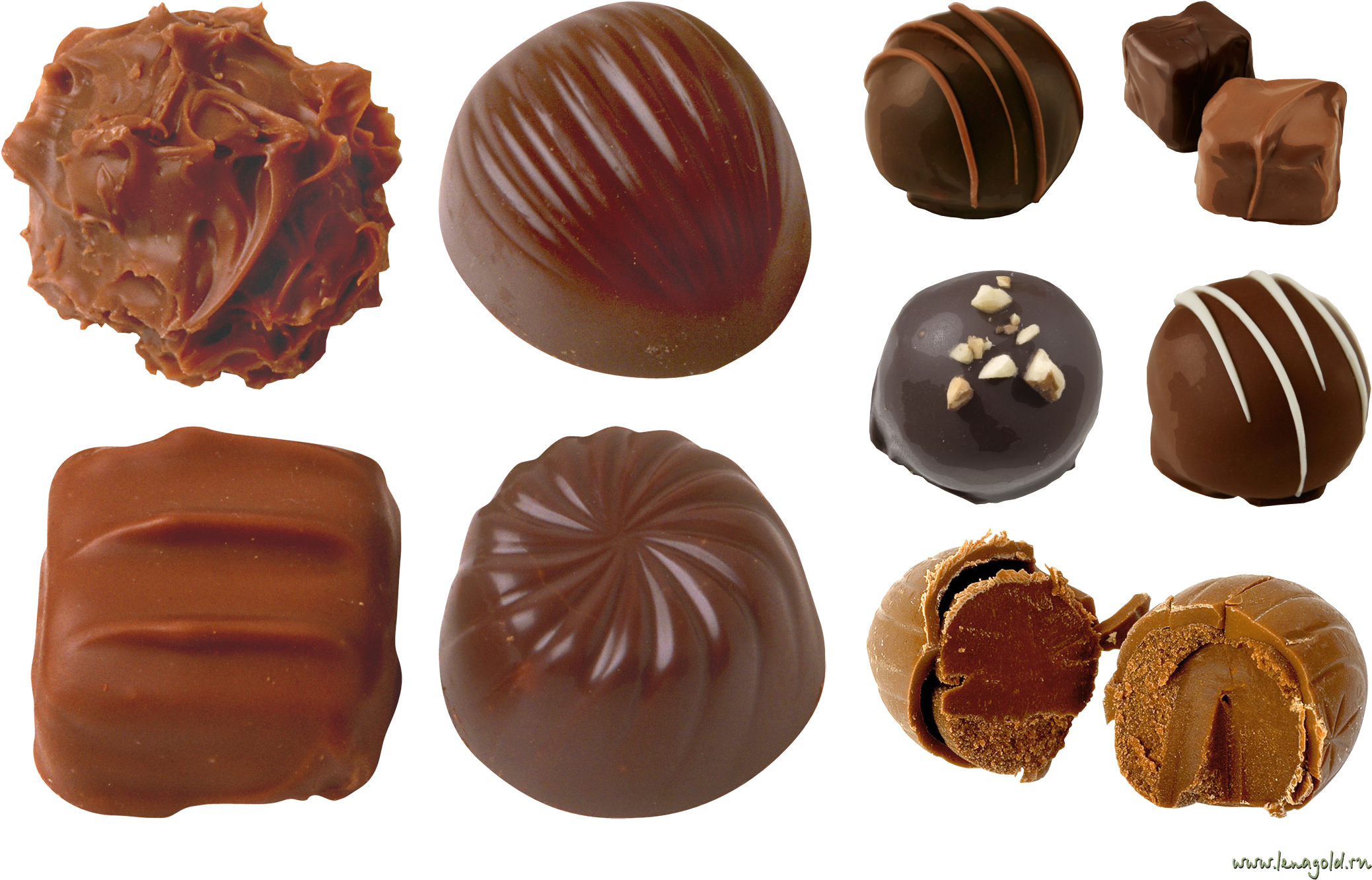 Assorted Chocolate Truffles Collection PNG with transparent background