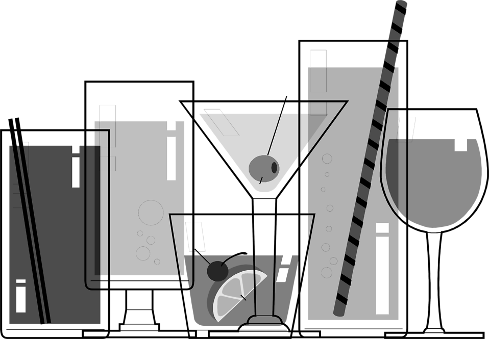 Black And White Cocktails Png - Cocktail Glass Black And White, Transparent Png PNG with transparent background