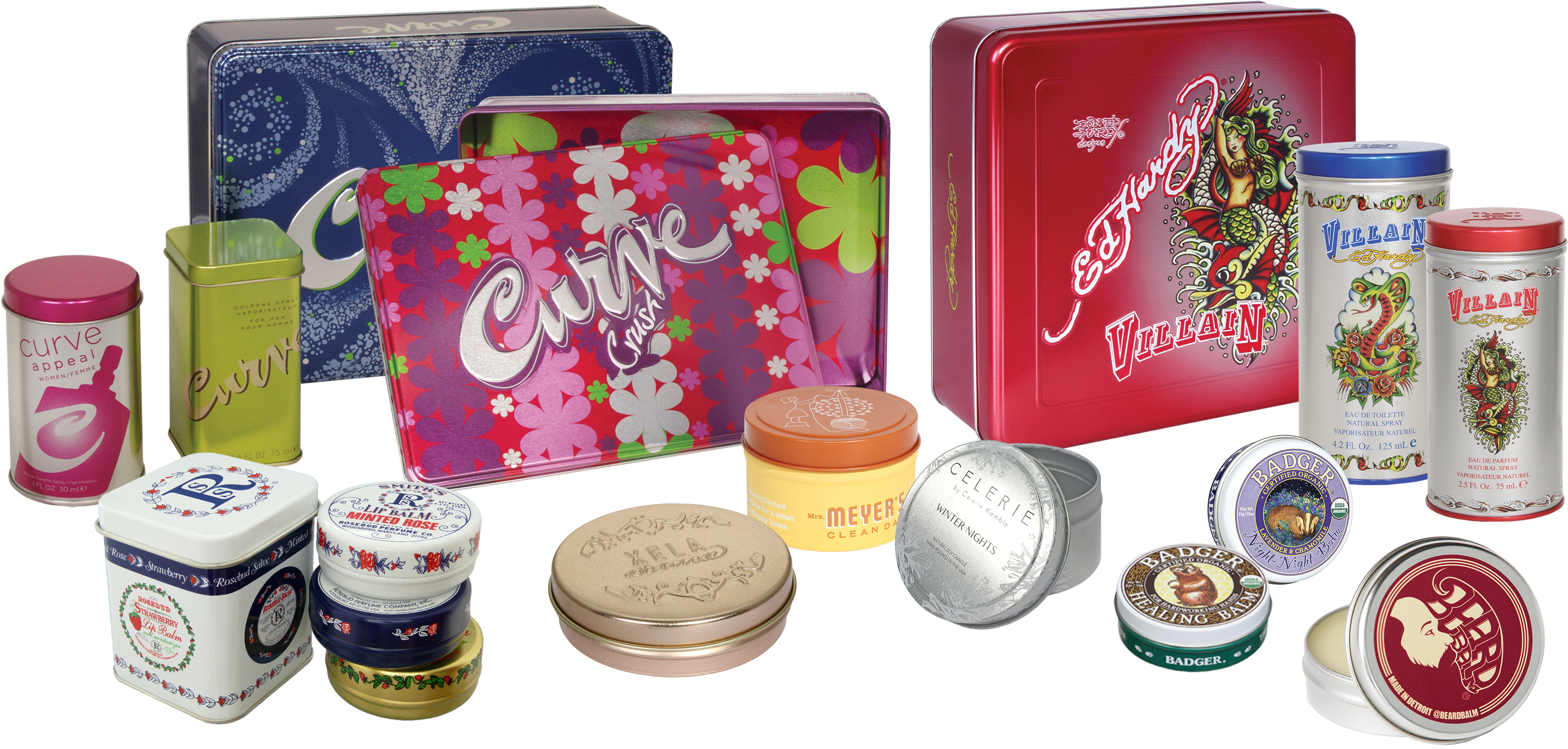 Assorted Cosmetic Tinsand Packaging