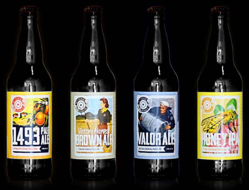 Assorted Craft Beer Bottles PNG with transparent background