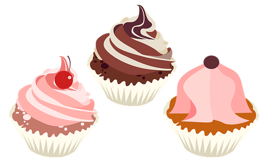 Assorted Cupcakes Vector Illustration PNG with transparent background