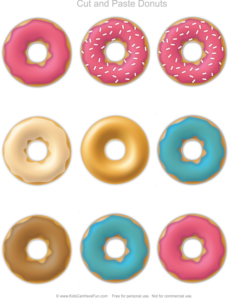 Cut And Paste Donuts - Donut Worksheets Preschool, HD Png Download PNG with transparent background