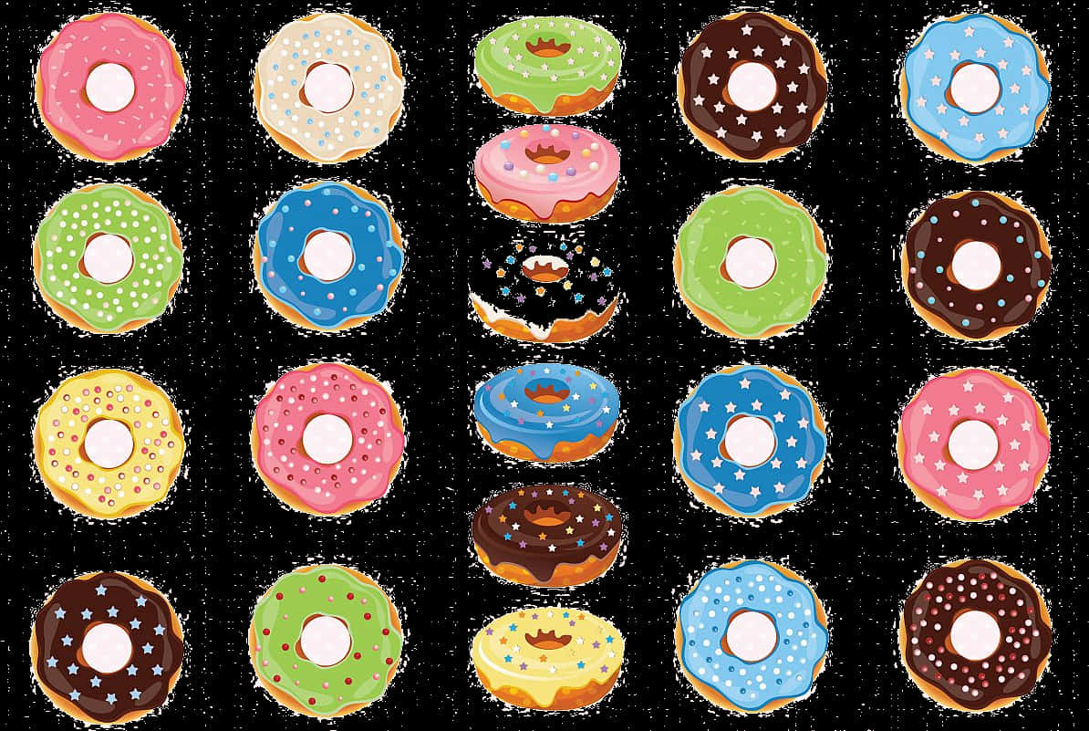 Assorted Donuts Pattern PNG with transparent background