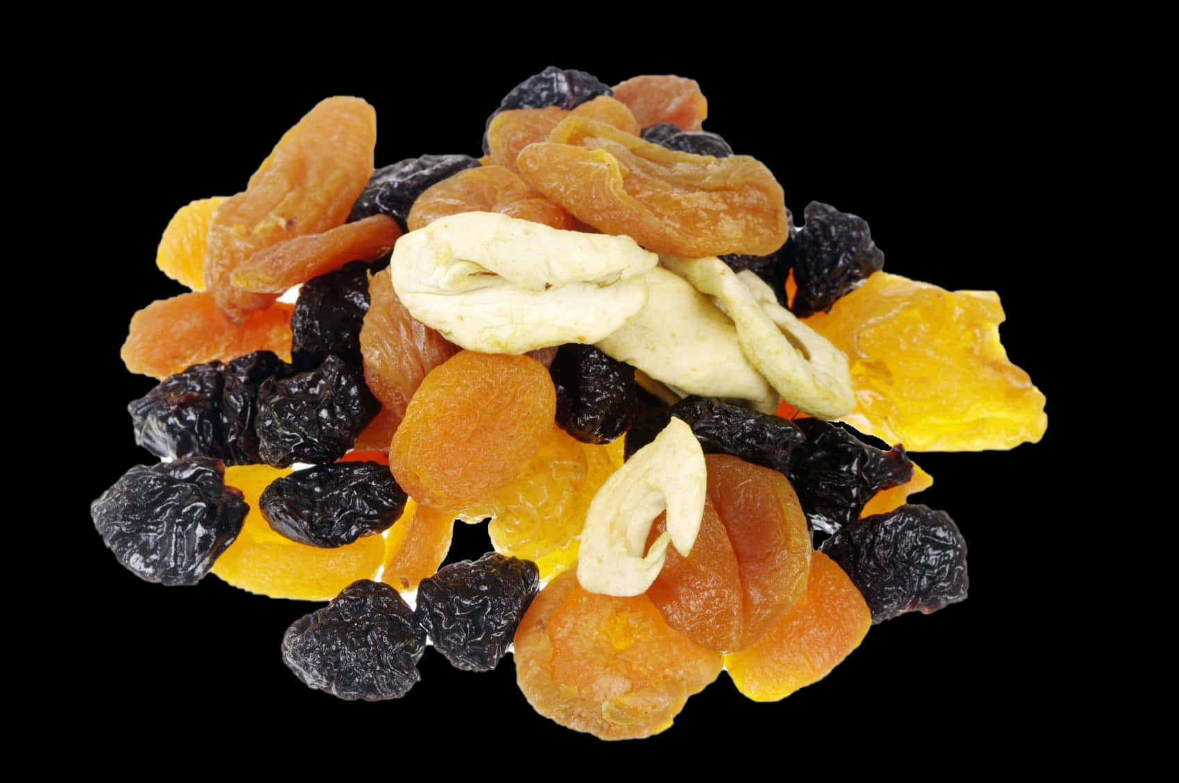 Assorted Dried Fruits Black Background