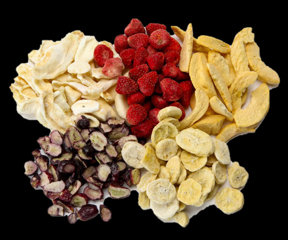 Assorted Dried Fruits Top View PNG with transparent background
