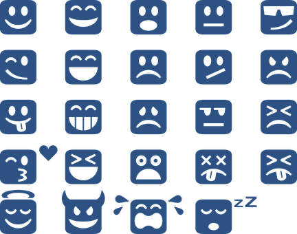 Assorted Emoticons Blue Background PNG with transparent background