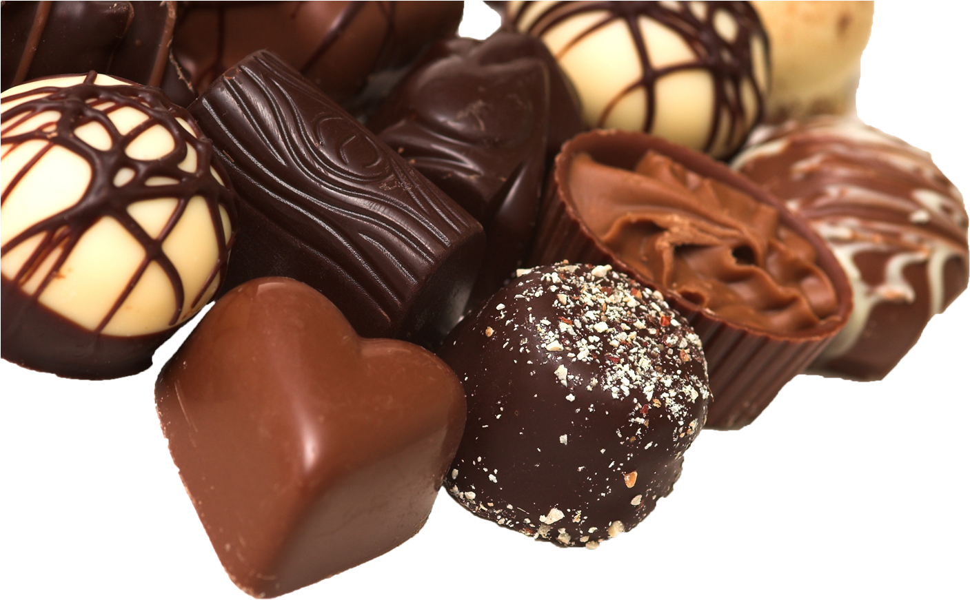 Assorted Fine Chocolates Collection PNG with transparent background