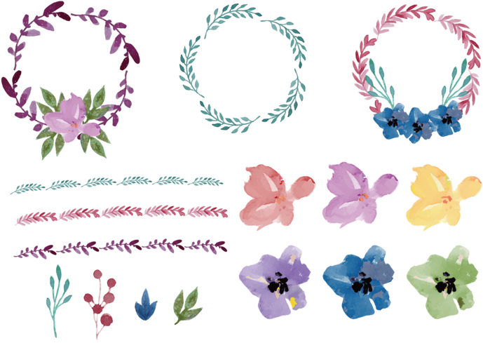 Assorted Floral Wreath Design Elements