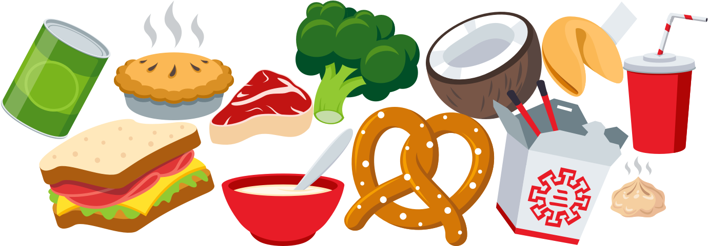 Assorted Food Items Vector Illustration