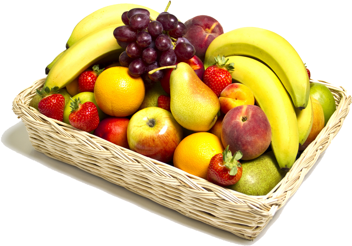 Assorted Fresh Fruit Basket PNG with transparent background