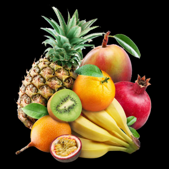 Assorted Fresh Fruits Collection PNG with transparent background