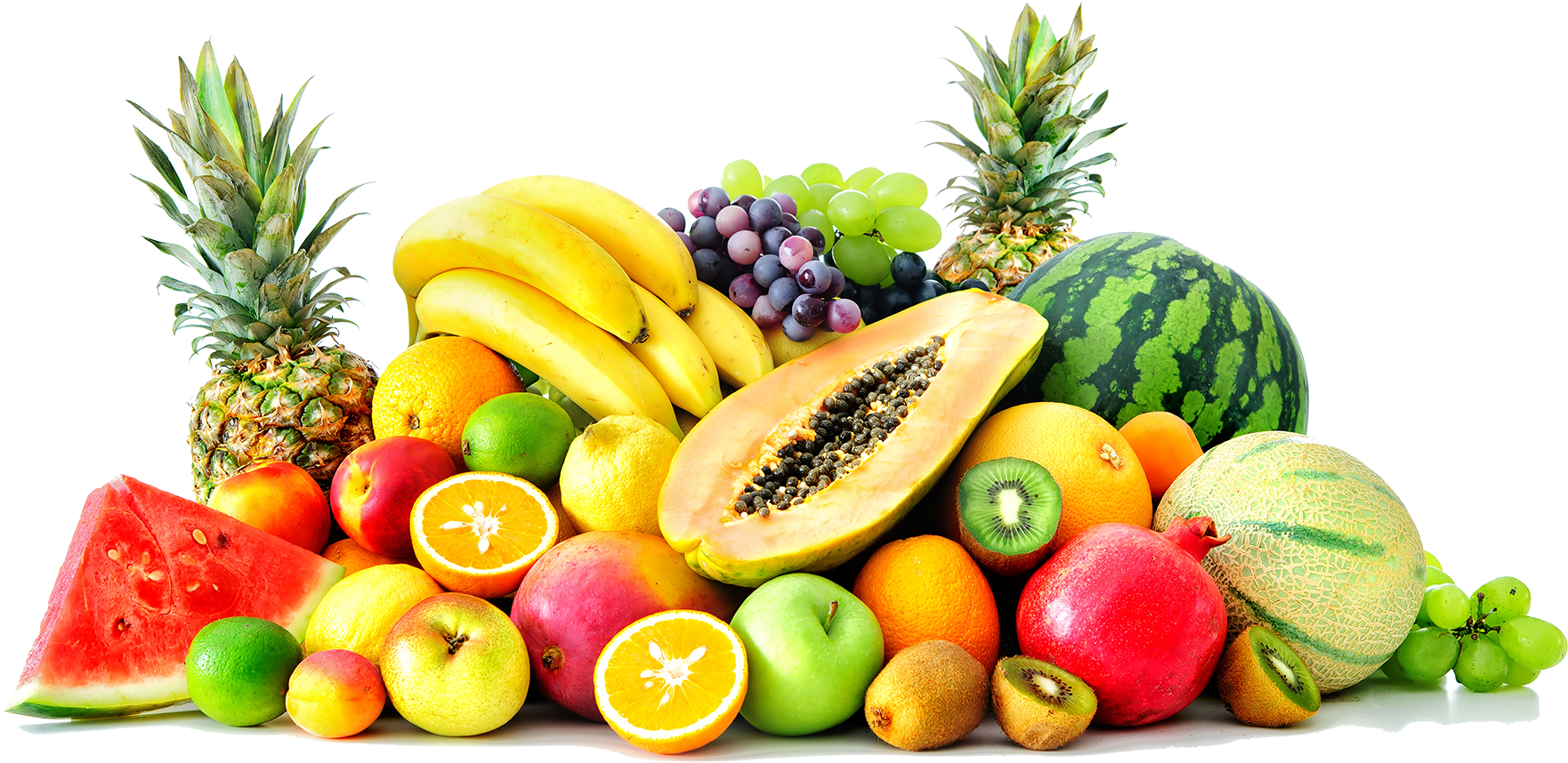 Assorted Fresh Fruits Display PNG with transparent background