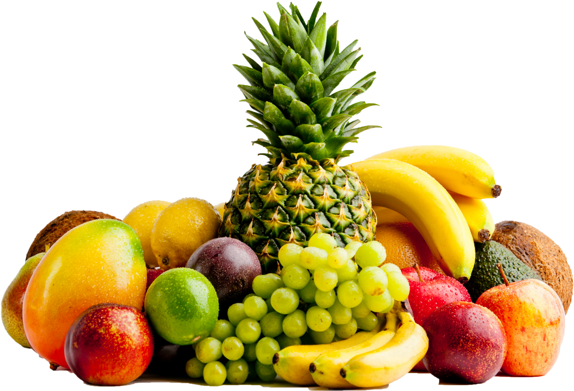 Assorted Fresh Fruits Display PNG with transparent background