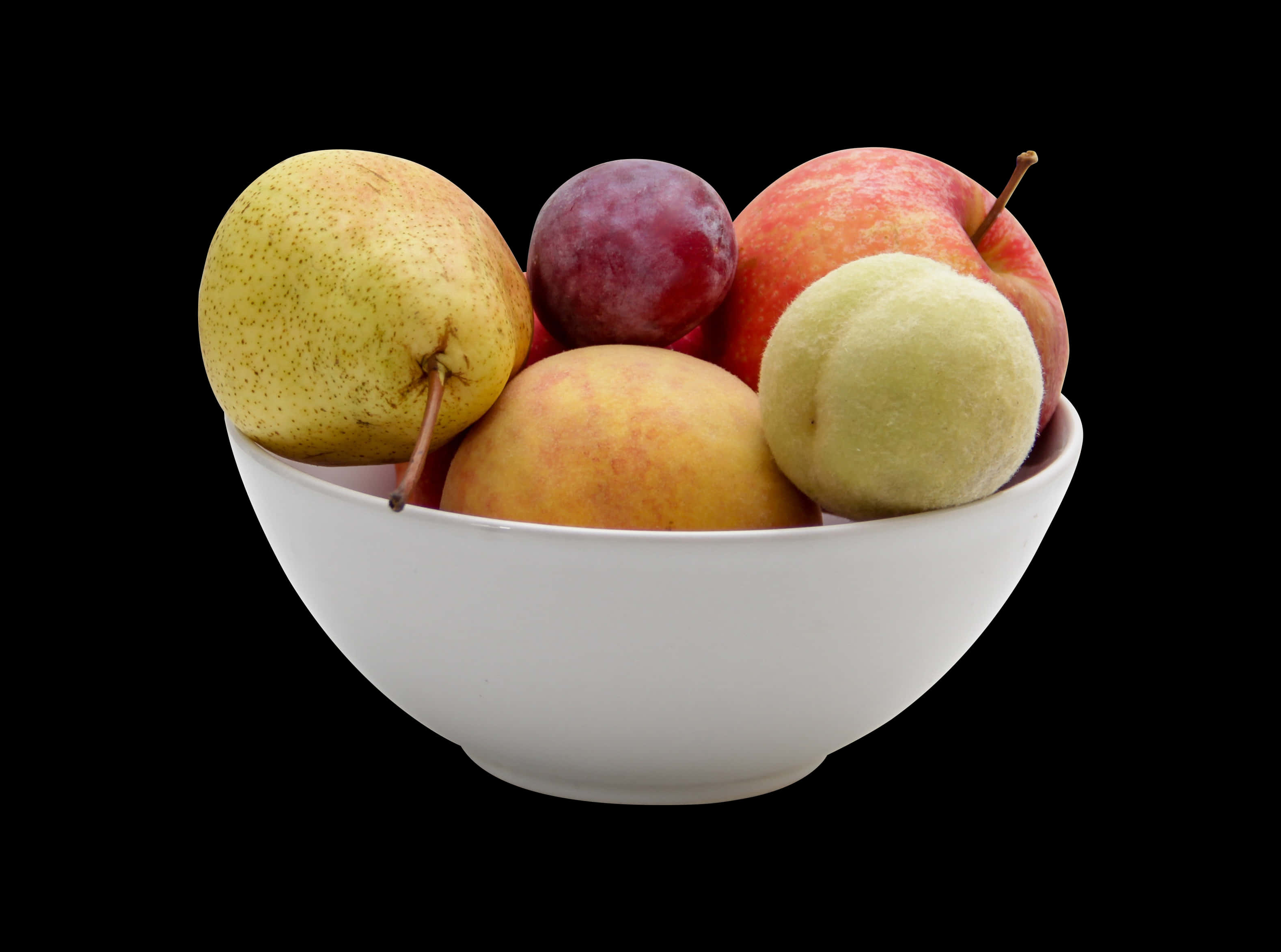 Assorted Fruit Bowl Black Background PNG with transparent background