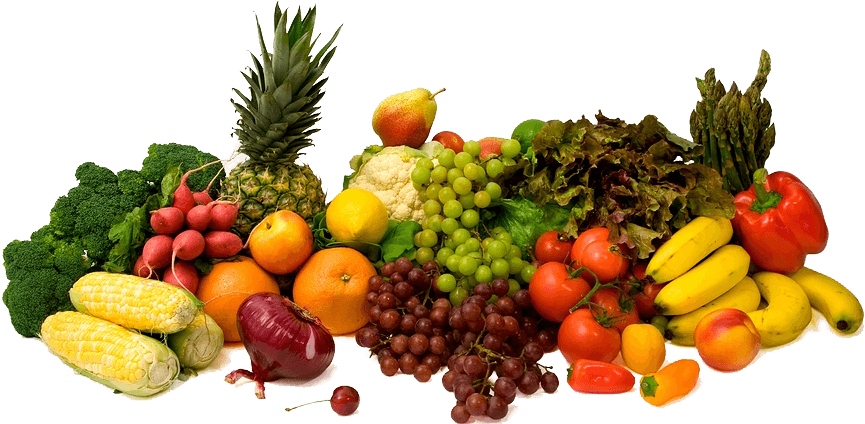 Assorted Fruitsand Vegetables Display PNG with transparent background