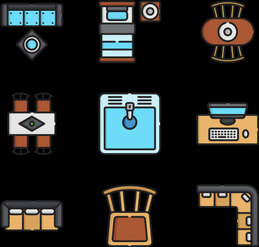 Assorted Furniture Icons Set PNG with transparent background