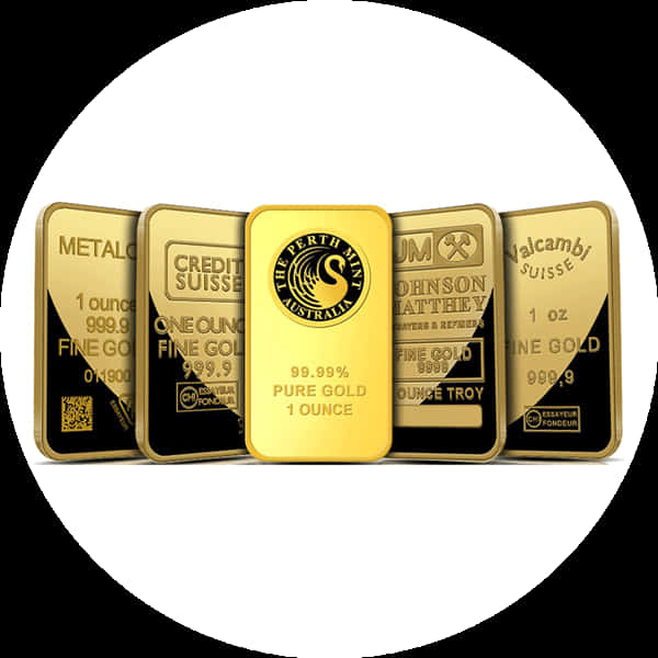 Assorted Gold Bars Collection PNG with transparent background